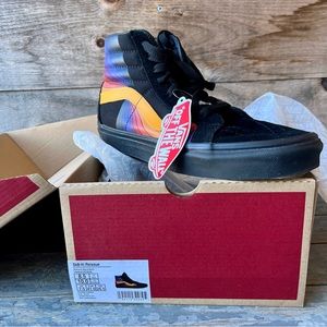 Vans Sk8 Hi Refract Black Rainbow Suede Leather High Top Skateboard Shoes 8.5
